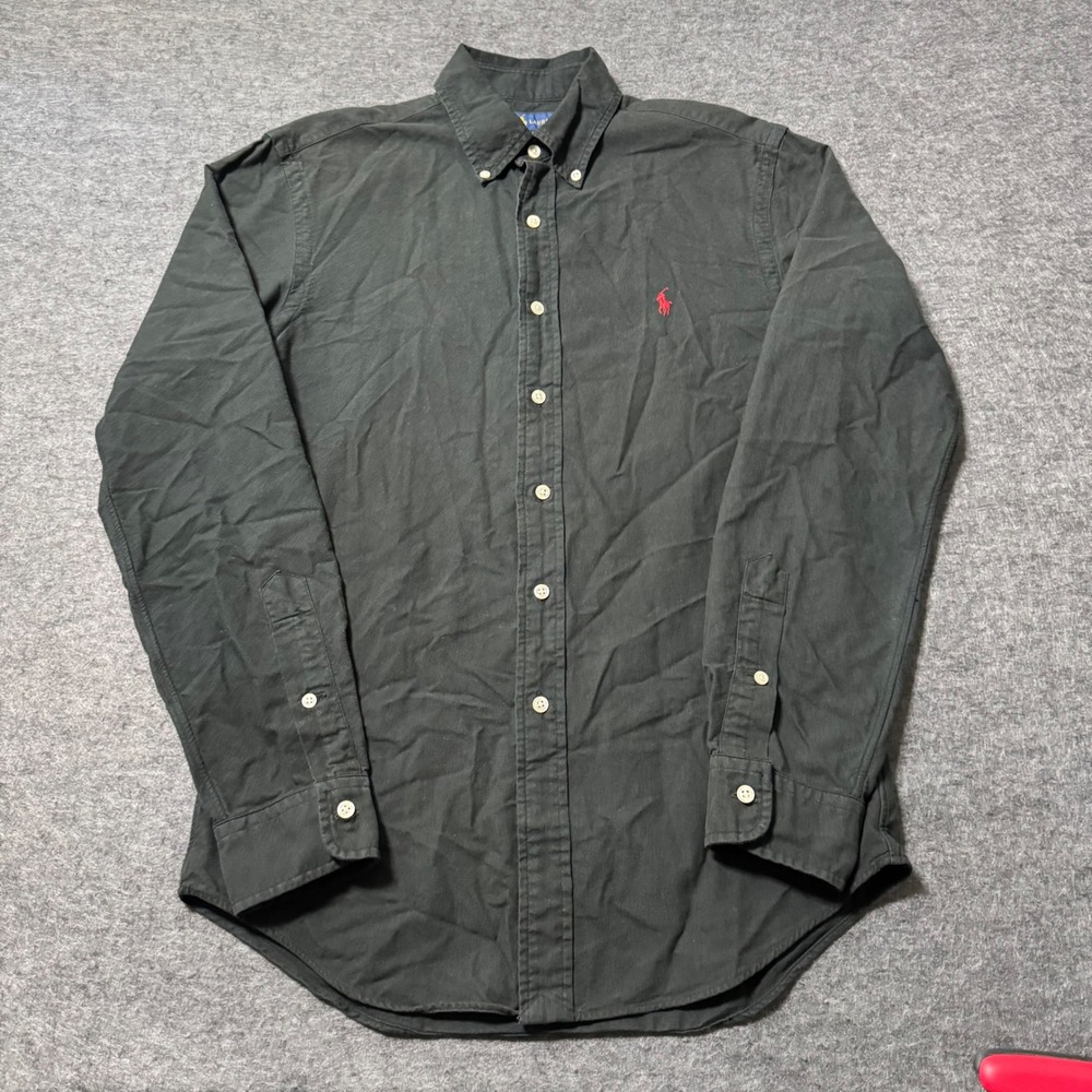 Polo Ralph Lauren Mens Slim Fit Button Down Shirt Black Red Pony Small